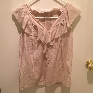 LOFT Petites light pink and silver polka dot tank